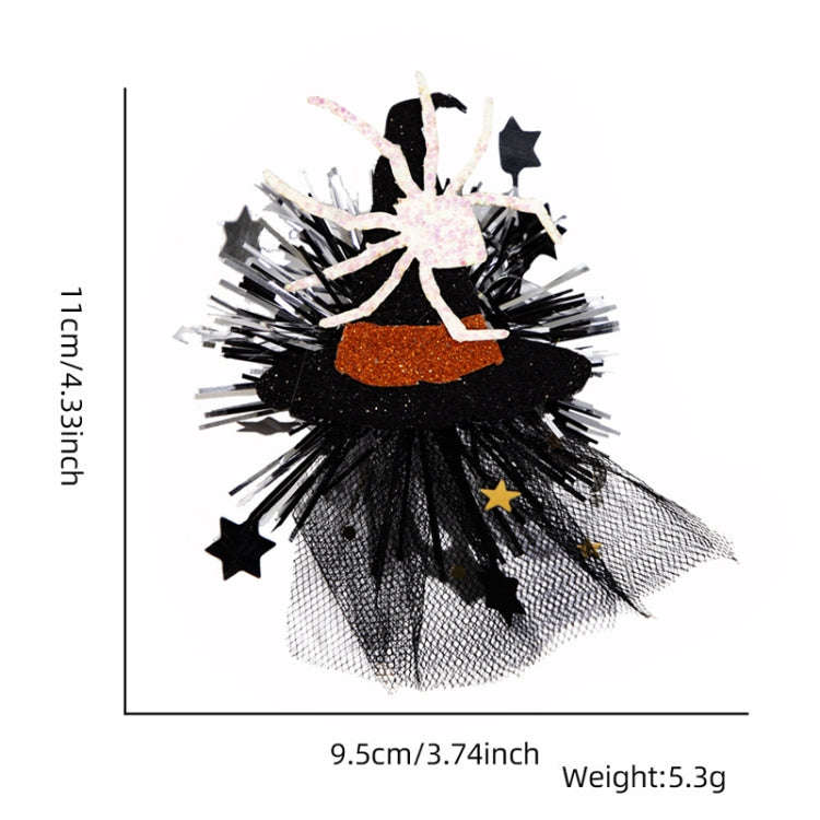 Halloween Hair Clips Hair Accessories Kids Party Dress Up Jewelry, Style: Spider Witch Hat