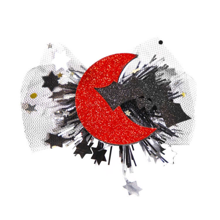 Halloween Hair Clips Hair Accessories Kids Party Dress Up Jewelry, Style: Red Moon Bat