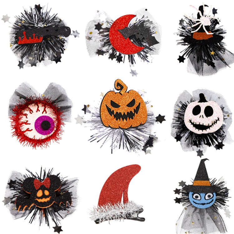 Halloween Hair Clips Hair Accessories Kids Party Dress Up Jewelry, Style: Yellow Pumpkin Demon