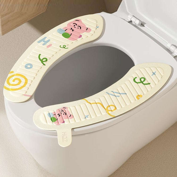1pair Adhesive Waterproof Four-Season Universal Toilet Mat(Thick-browed Dog)