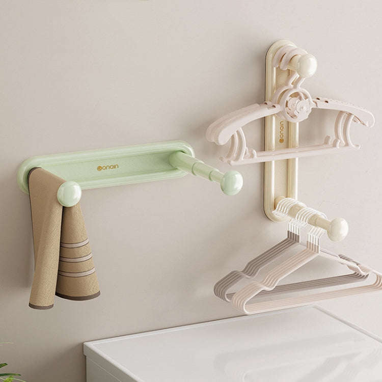 Retractable Clothes Rack Organizer Multifunctional Household Hole-Free Balcony Storage Shelf(Green)