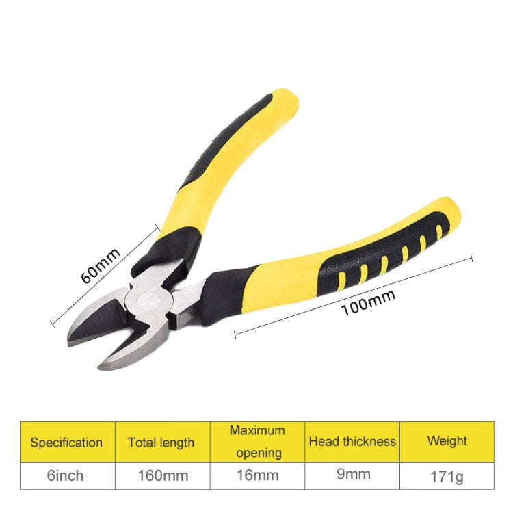 6 inch Diagonal Nose Wire Pliers Industrial Grade Labor-saving Household Electrician Stripping Pl...