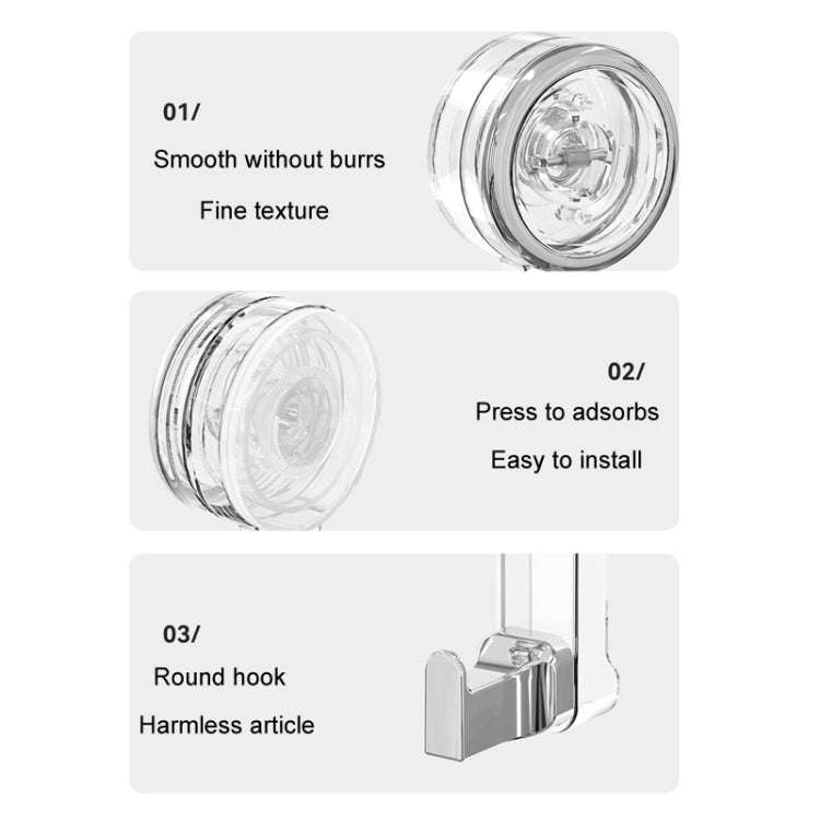 Bathroom Suction Cup Hooks Household Wall Mounted Hanging Organizer(Transparent)