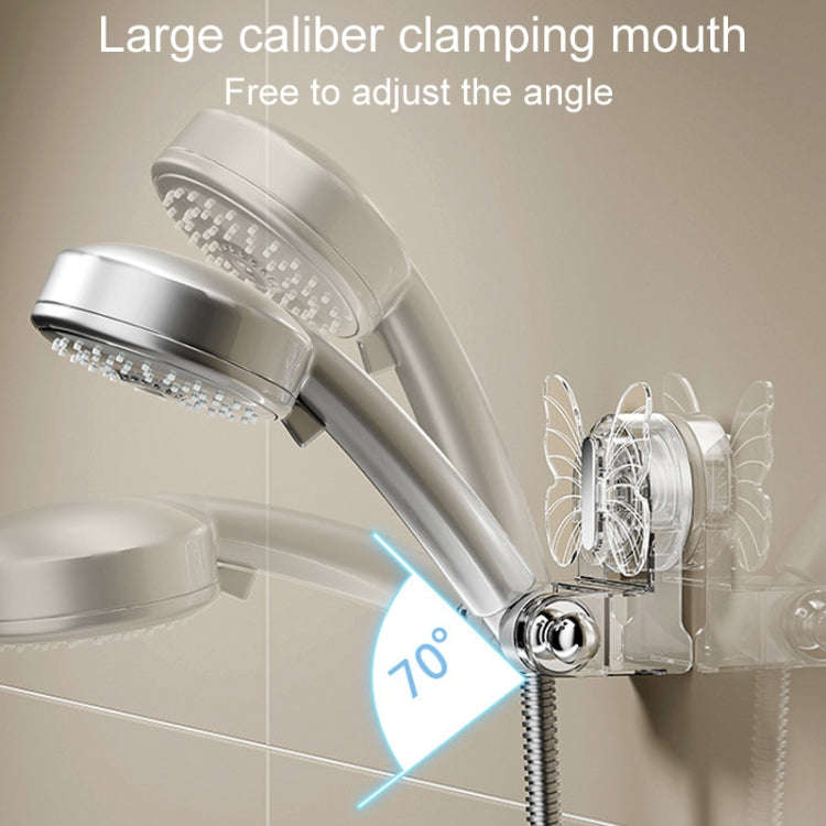 Bathroom No-Punch Suction Cup Shower Bracket Household Storage Shelf Base(Transparent Gray)