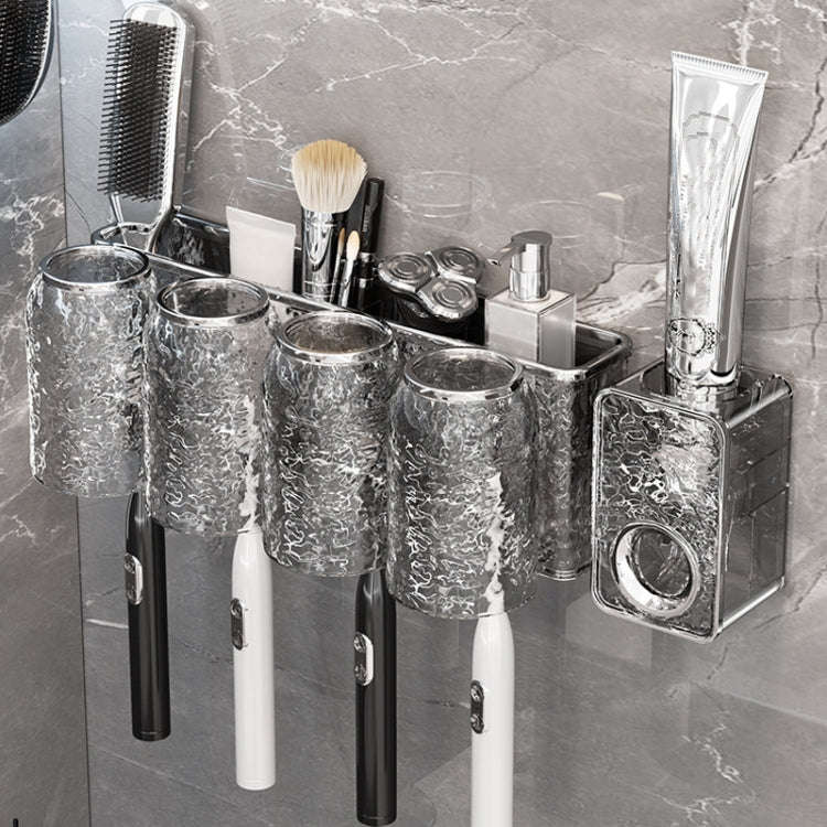 Bathroom Toothbrush Organizer Household Multifunctional Storage Rack, Style: Four Cups Transparen...