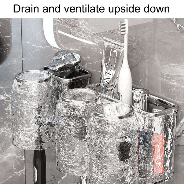 Bathroom Toothbrush Organizer Household Multifunctional Storage Rack, Style: Double Cup Transpare...