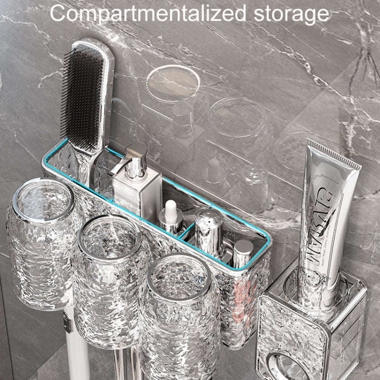 Bathroom Toothbrush Organizer Household Multifunctional Storage Rack, Style: Four Cups Transparen...
