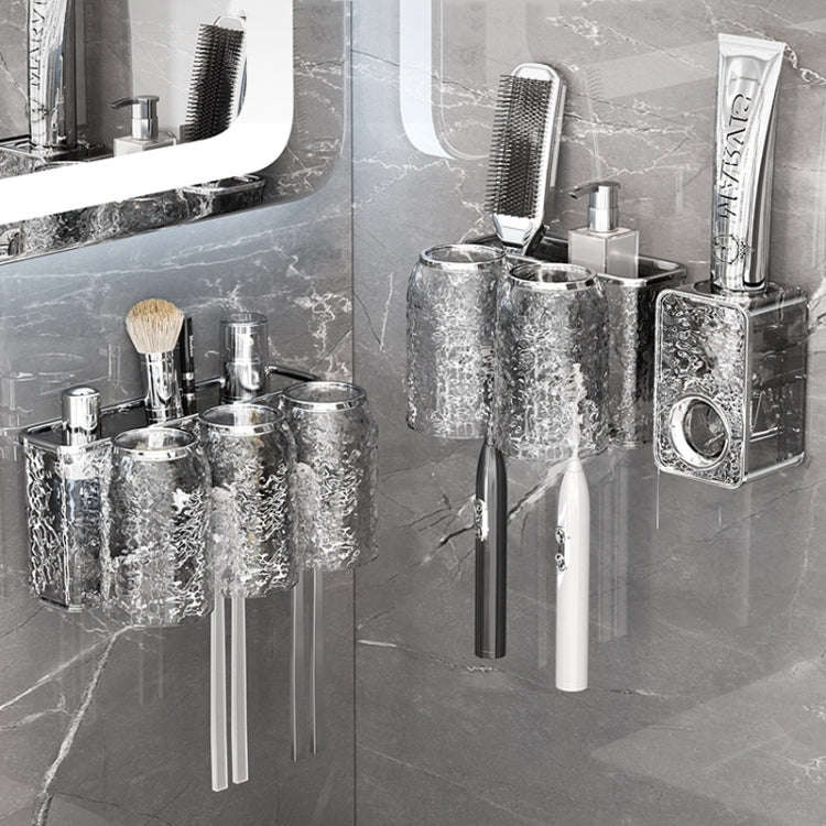 Bathroom Toothbrush Organizer Household Multifunctional Storage Rack, Style: Double Cup Transpare...