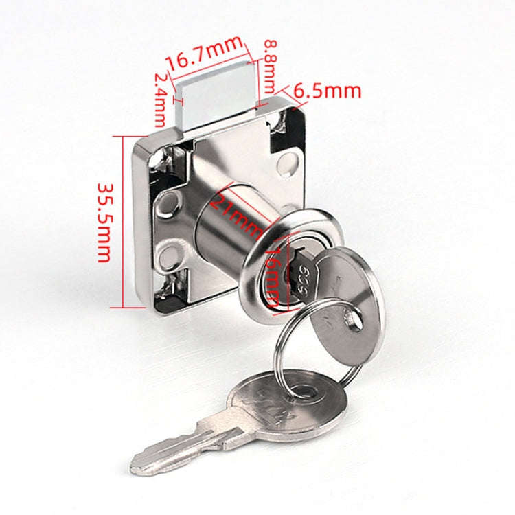 Drawer Lock Furniture Closet Door Office Filing Cabinet Lock, Model: 136-22(Silver Iron Key)