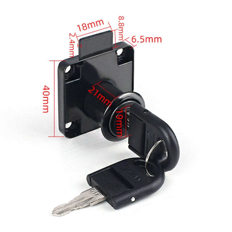 Drawer Lock Furniture Closet Door Office Filing Cabinet Lock, Model: 138-22(Black Folding Key)