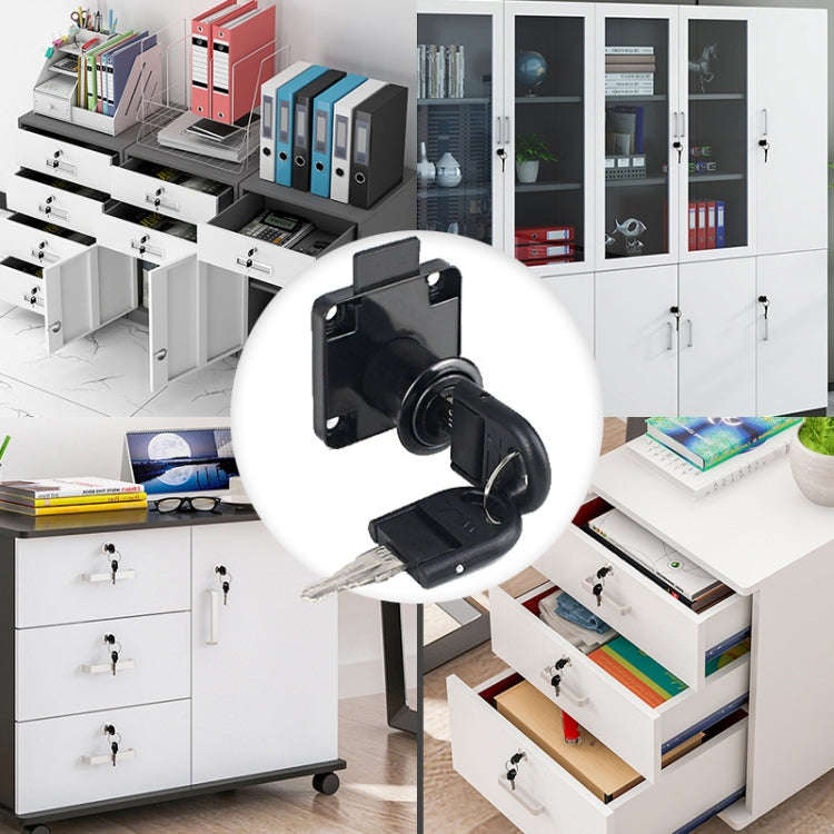 Drawer Lock Furniture Closet Door Office Filing Cabinet Lock, Model: 138-22(Black Folding Key)