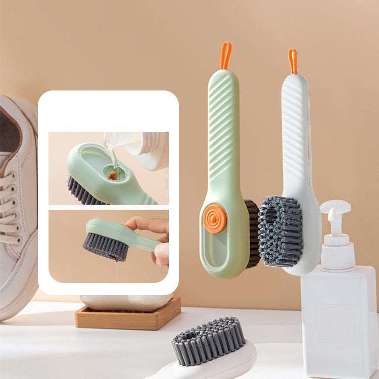 5pcs /Pack Multifunctional Press-Type Liquid-Filled Nano Soft Bristle Shoe Brush(White)