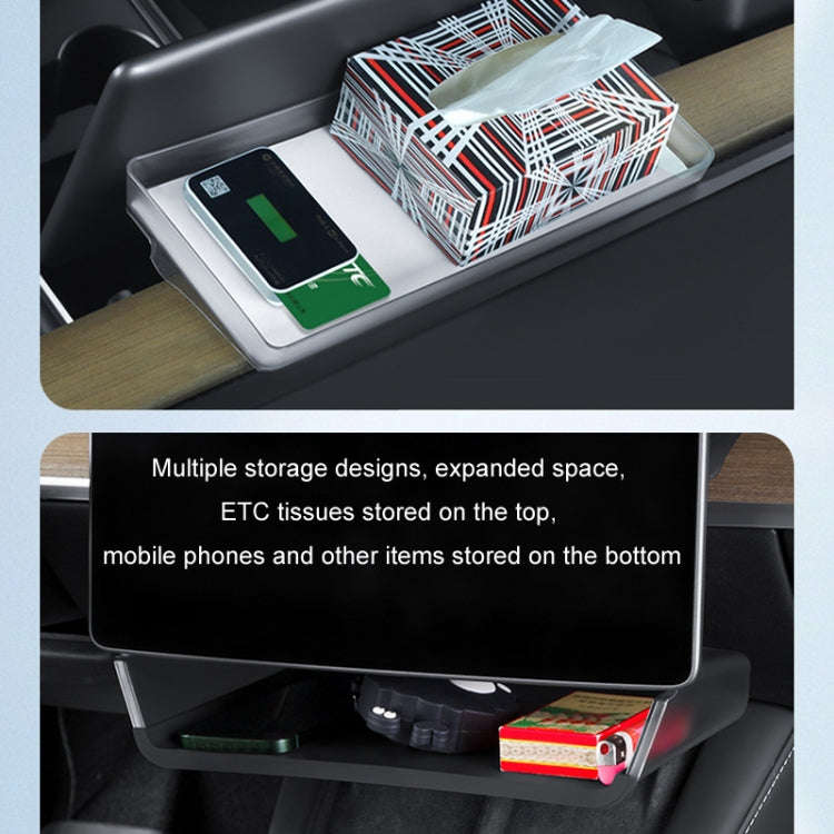 For Tesla Model Y/3 Screen Storage Box, Color: Translucent Black + Black