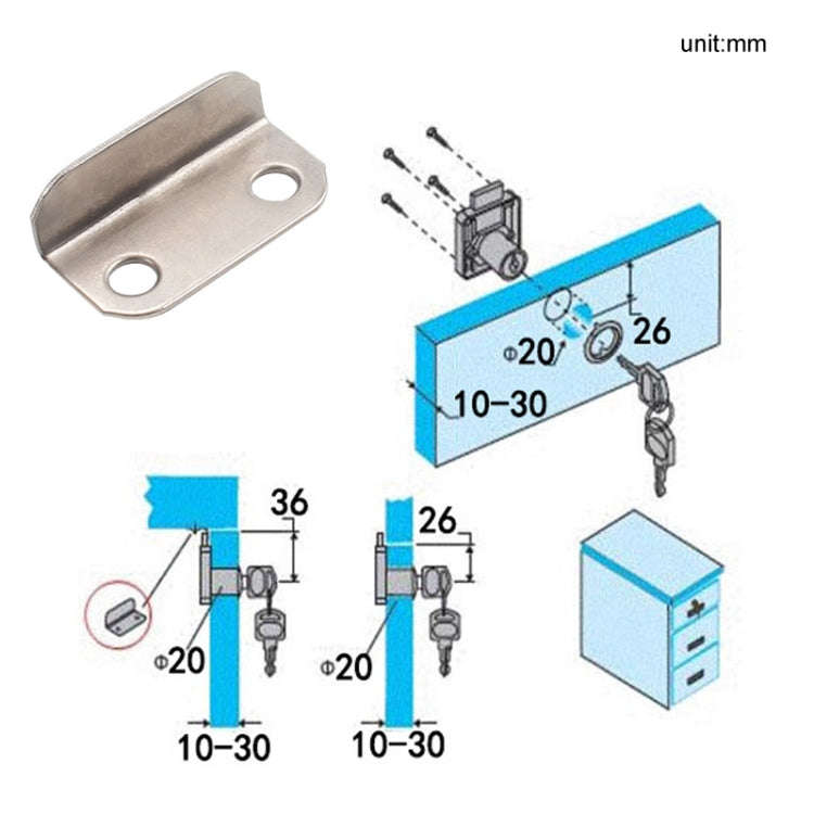 10pcs Lock Accessories L-Shaped Right Angle Office Drawer Lock Plate Furniture Parts Door Stopper...