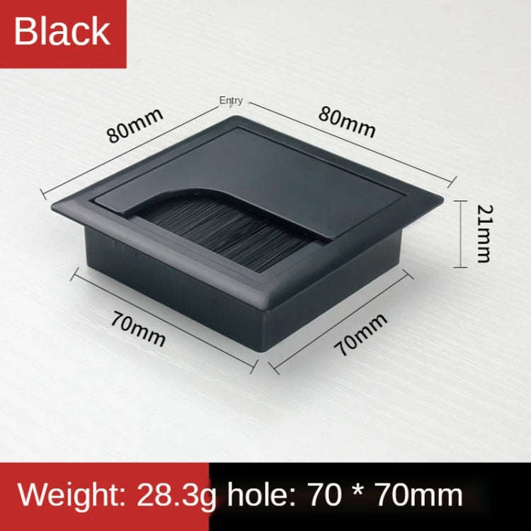 ABS Table Rectangle Wire Hole Cover Outlet Port With Brush PC Desk Cable Organizer, Size: 80x80mm...