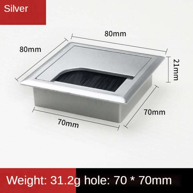 ABS Table Rectangle Wire Hole Cover Outlet Port With Brush PC Desk Cable Organizer, Size: 80x80mm...