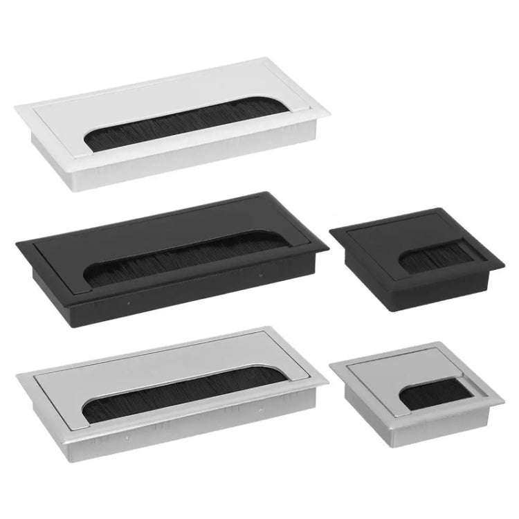 ABS Table Rectangle Wire Hole Cover Outlet Port With Brush PC Desk Cable Organizer, Size: 100x200...