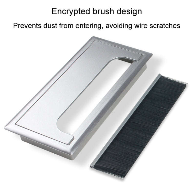 ABS Table Rectangle Wire Hole Cover Outlet Port With Brush PC Desk Cable Organizer, Size: 100x200...
