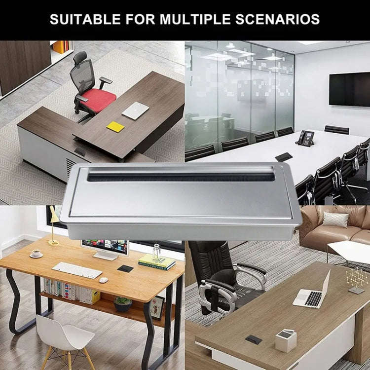 ABS Table Rectangle Wire Hole Cover Outlet Port With Brush PC Desk Cable Organizer, Size: 100x200...