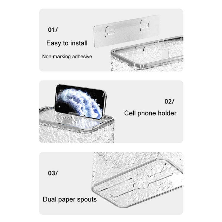 Bathroom No-Punch Tissue Organizer Household Wall Mounted Tissue Box, Color: Transparent Single L...
