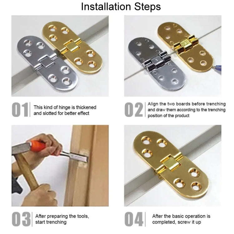Cabinet Door Folding Hinge Thickened Zinc Alloy Half Round Table Flip Hinge, Color: Silver