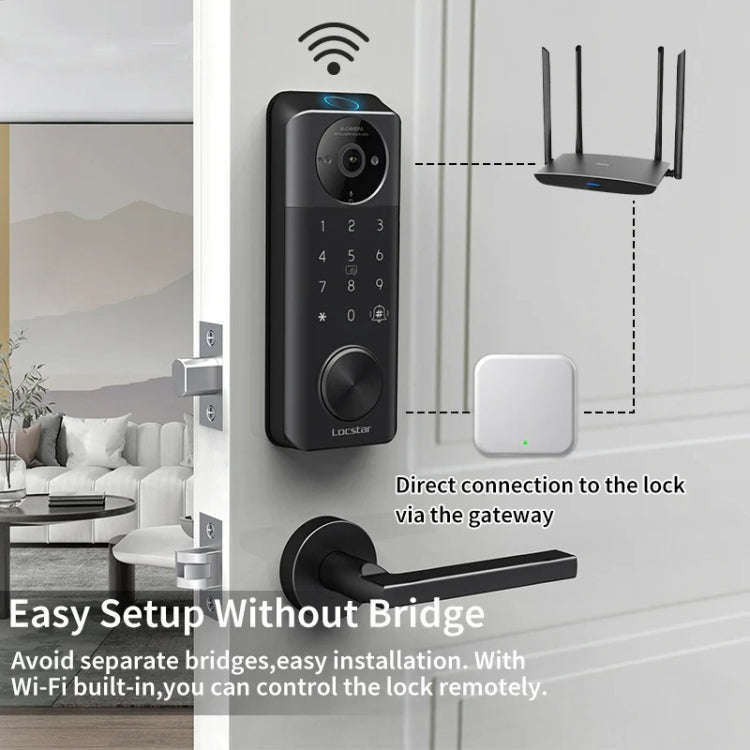 C95 Smart Fingerprint Deadbolt Lock Supports Bluetooth WiFi APP, 5 Ways To Unlock, With Camera Do...