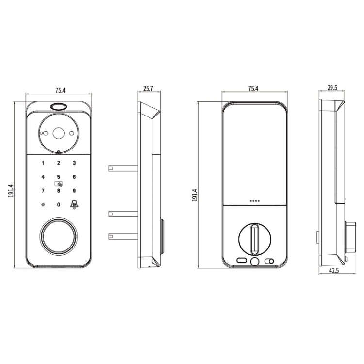 C95 Smart Fingerprint Deadbolt Lock Supports Bluetooth WiFi APP, 5 Ways To Unlock, With Camera Do...