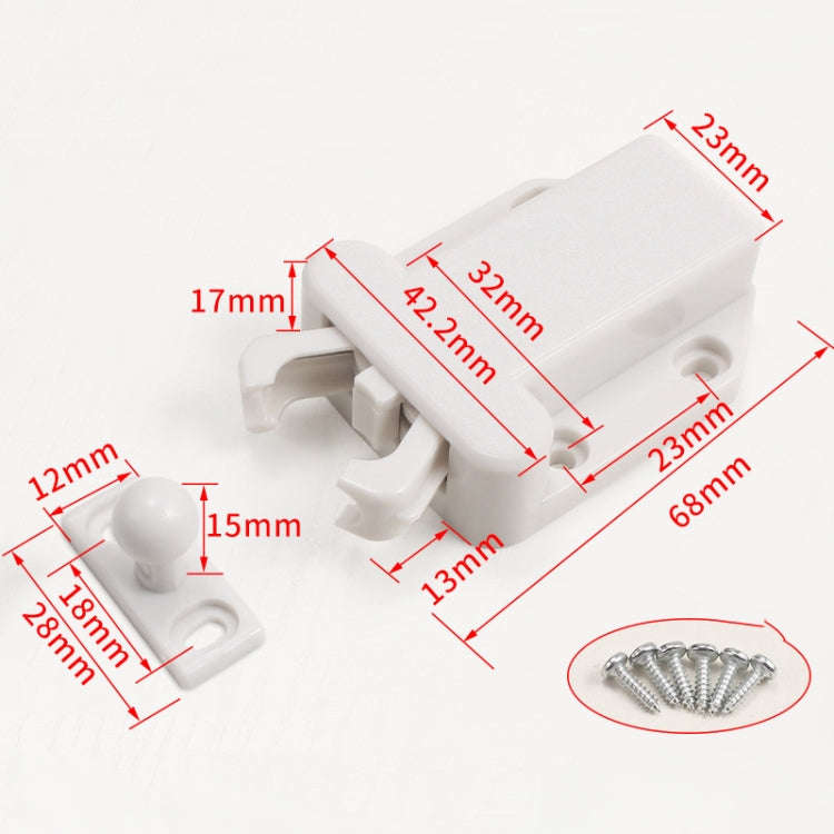 Bouncing Press Type Cabinet Door Catches Self Lock Hidden Drawer Cupboard Door Closer(White)