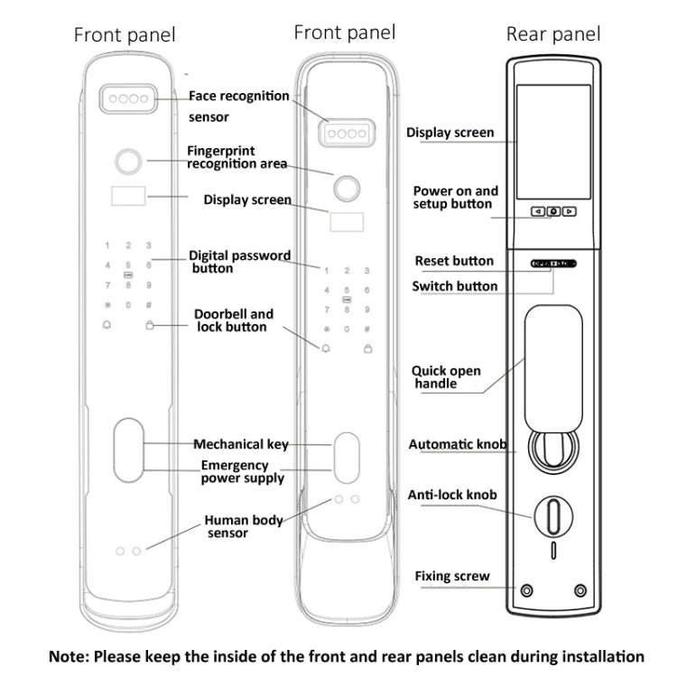 M6 3D Face Recognition Fingerprint Door Lock Support APP Smart IC Card Password Unlock