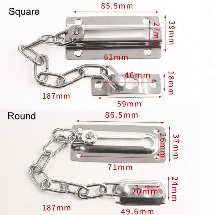 Security Door Chain Anti-theft Home Door Bolt Latch Window Chain Lock, Style: Round Gold