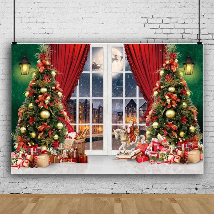 120x80cm Christmas Wreath Snow Scene Photography Background Curtain, Color: 11421618