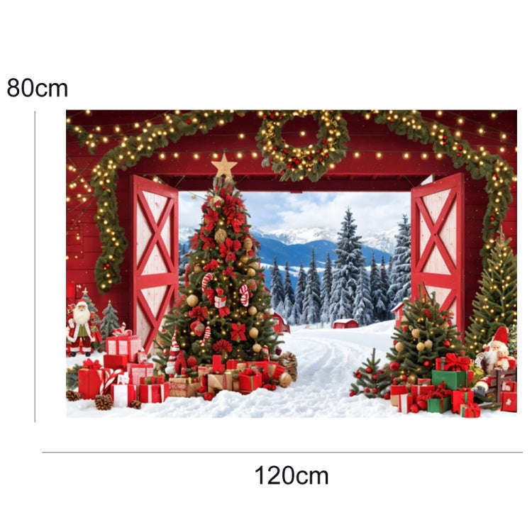120x80cm Christmas Wreath Snow Scene Photography Background Curtain, Color: 11422036