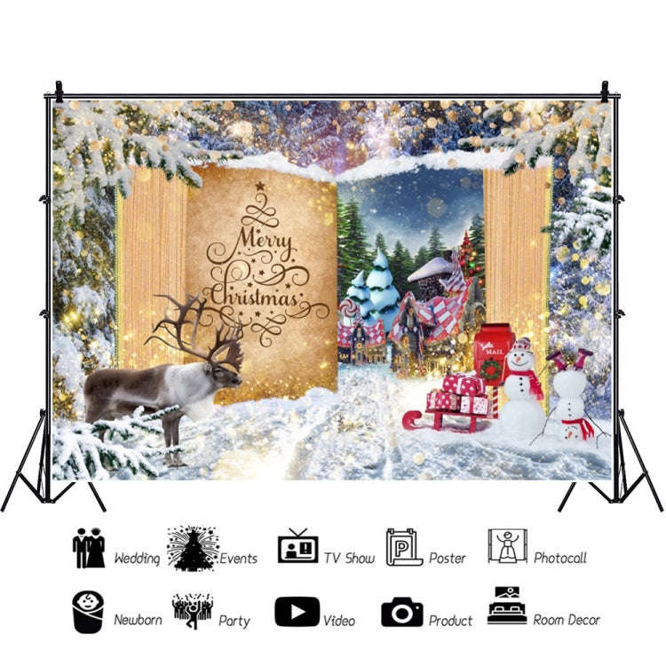 120x80cm Christmas Wreath Snow Scene Photography Background Curtain, Color: 12805214