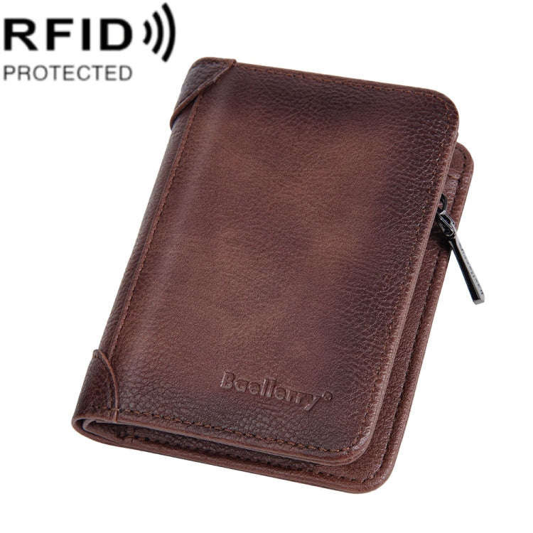 Baellerry DR113 RFID Anti-Theft Retro Multi-Card Slot Tri-Fold Short Wallet(Dark Brown)