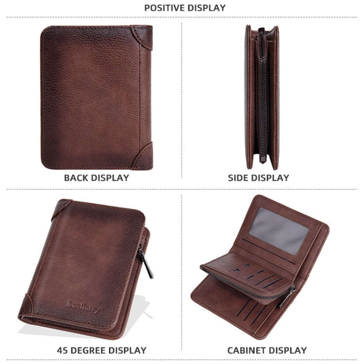 Baellerry DR113 RFID Anti-Theft Retro Multi-Card Slot Tri-Fold Short Wallet(Dark Brown)