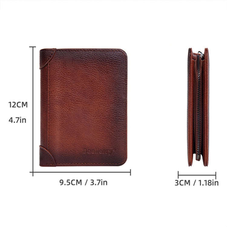 Baellerry DR113 RFID Anti-Theft Retro Multi-Card Slot Tri-Fold Short Wallet(Dark Brown)
