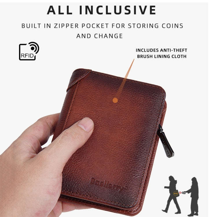 Baellerry DR113 RFID Anti-Theft Retro Multi-Card Slot Tri-Fold Short Wallet(Dark Brown)