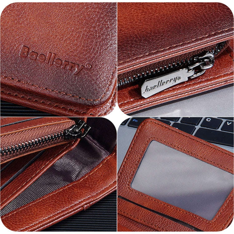 Baellerry DR113 RFID Anti-Theft Retro Multi-Card Slot Tri-Fold Short Wallet(Dark Brown)