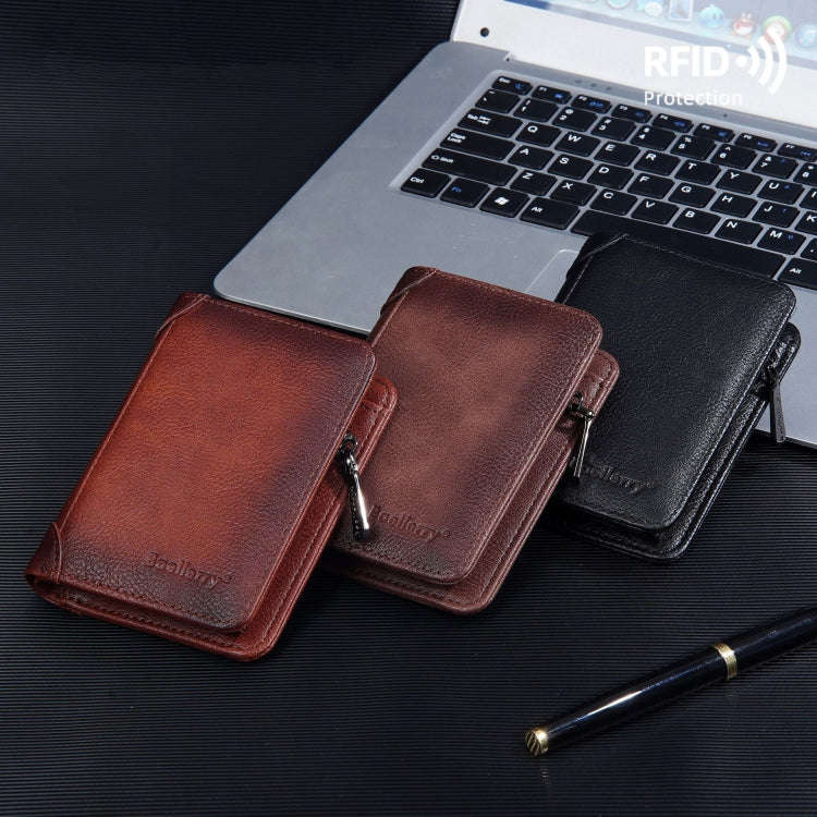 Baellerry DR113 RFID Anti-Theft Retro Multi-Card Slot Tri-Fold Short Wallet(Dark Brown)