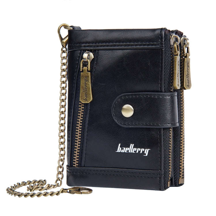 Baellerry D3261 Retro Multi-card Slot Double-zipper Short Wallet Coin Purse(Black)