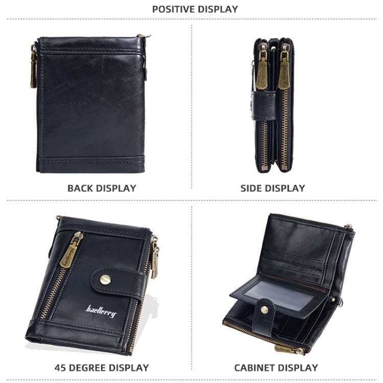 Baellerry D3261 Retro Multi-card Slot Double-zipper Short Wallet Coin Purse(Black)