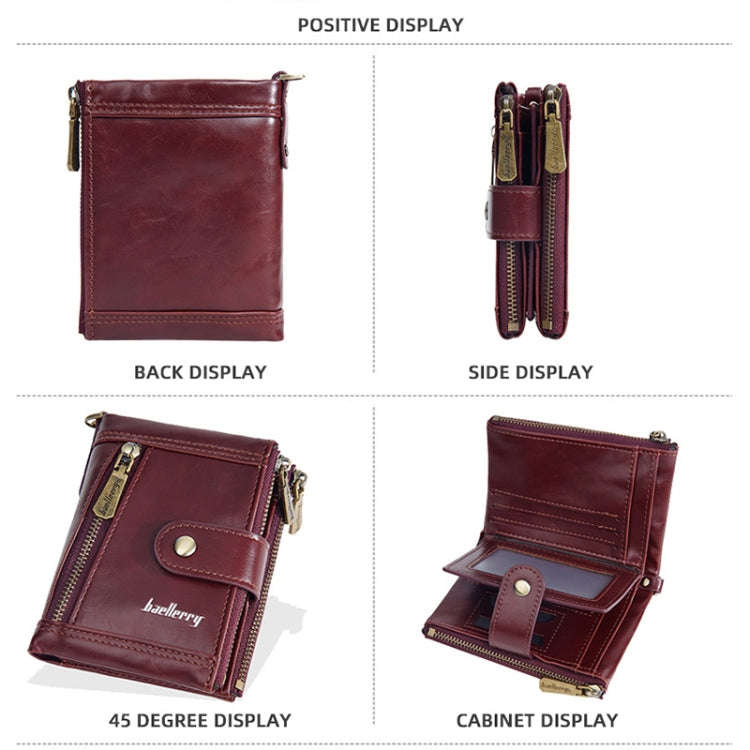 Baellerry D3261 Retro Multi-card Slot Double-zipper Short Wallet Coin Purse(Coffee)