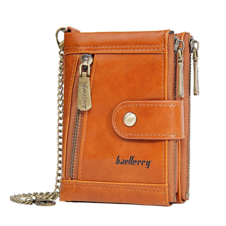 Baellerry D3261 Retro Multi-card Slot Double-zipper Short Wallet Coin Purse(Light Brown)