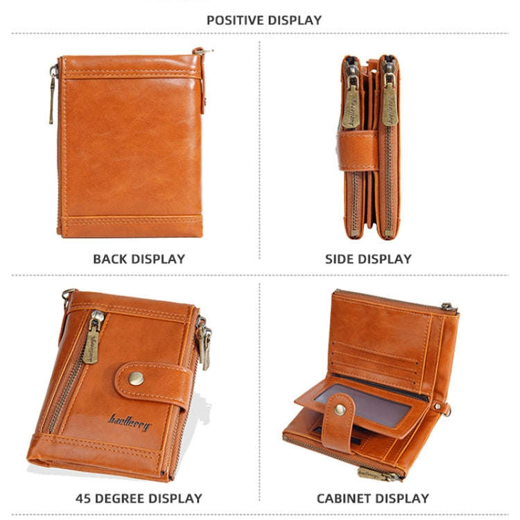 Baellerry D3261 Retro Multi-card Slot Double-zipper Short Wallet Coin Purse(Light Brown)