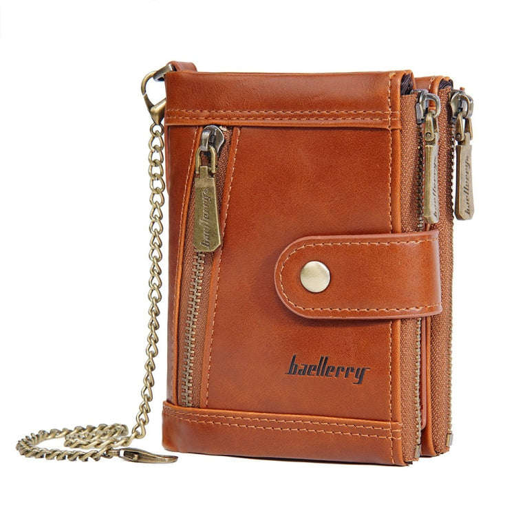 Baellerry D3261 Retro Multi-card Slot Double-zipper Short Wallet Coin Purse(Dark Brown)