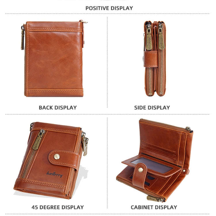 Baellerry D3261 Retro Multi-card Slot Double-zipper Short Wallet Coin Purse(Dark Brown)