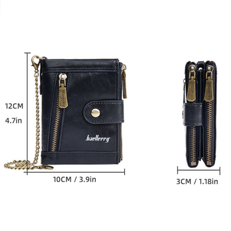 Baellerry D3261 Retro Multi-card Slot Double-zipper Short Wallet Coin Purse(Light Brown)