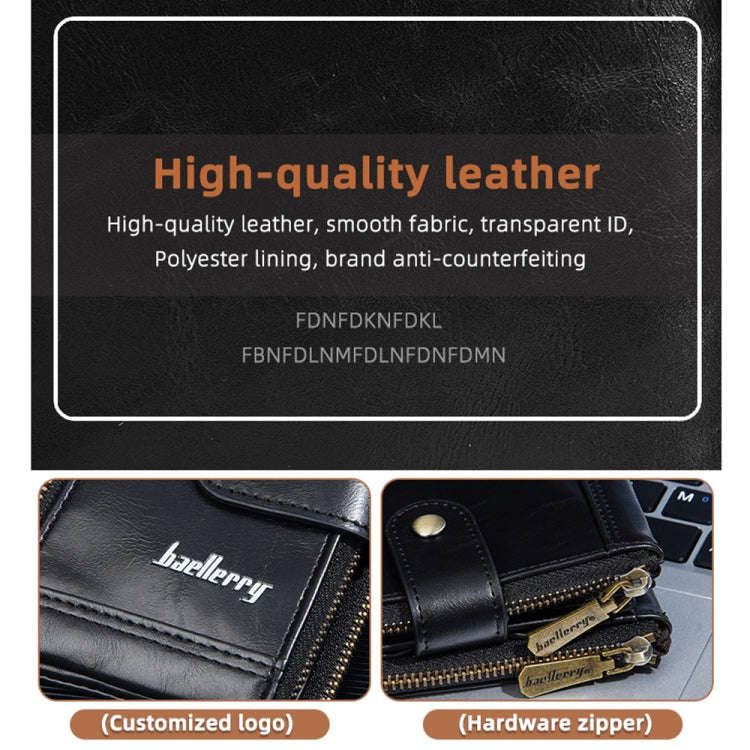 Baellerry D3261 Retro Multi-card Slot Double-zipper Short Wallet Coin Purse(Light Brown)