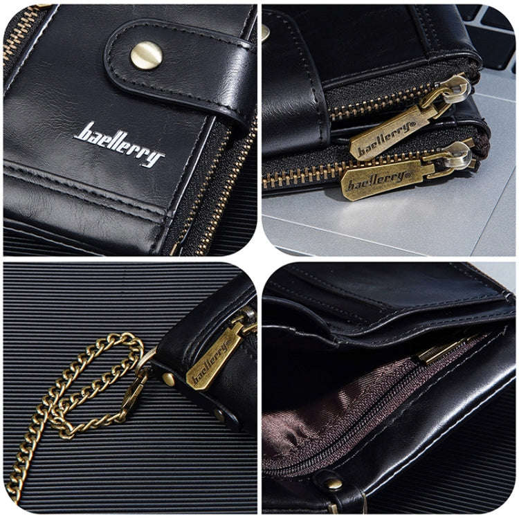 Baellerry D3261 Retro Multi-card Slot Double-zipper Short Wallet Coin Purse(Dark Brown)