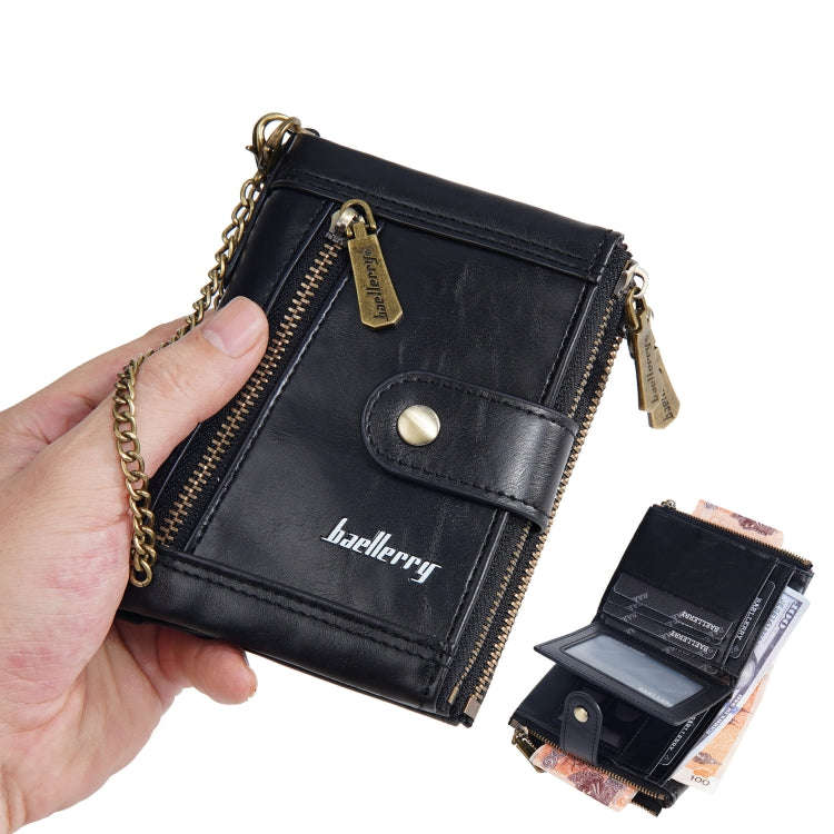 Baellerry D3261 Retro Multi-card Slot Double-zipper Short Wallet Coin Purse(Light Brown)